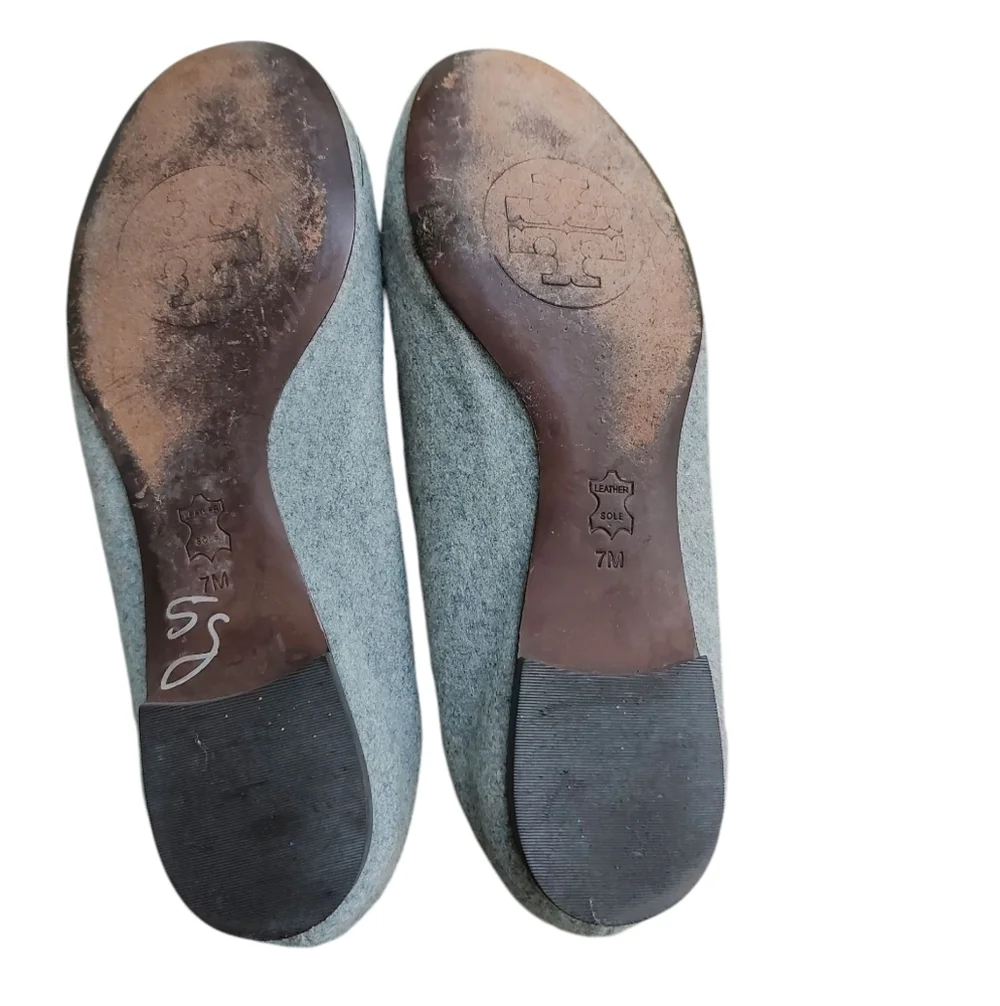 Tory Burch Heather Gray Wool Loafers